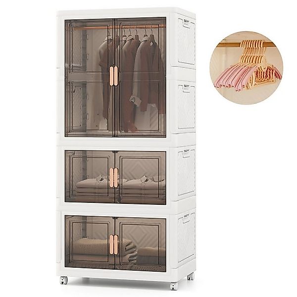 COSTWAY Kleiderschrank mit 10 Kleiderbügeln& Rollen, günstig online kaufen