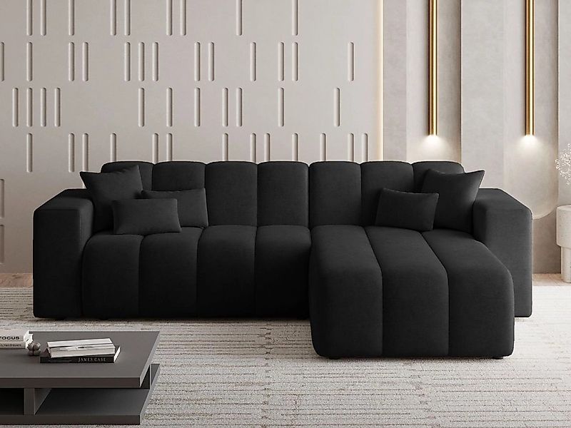GrainGold Ecksofa L-Form NORK - 265x180 cm, Schwarz, Rechts, Polyurethansch günstig online kaufen