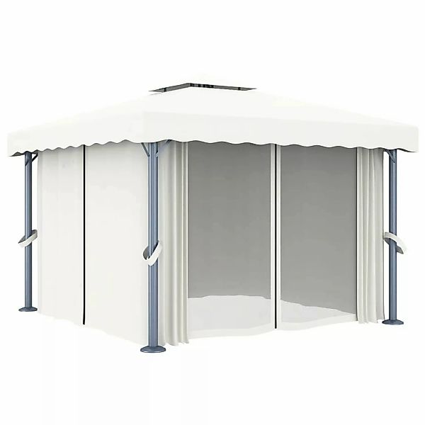 Pavillon Mit Vorhang 3x3 M Cremeweiß Aluminium günstig online kaufen