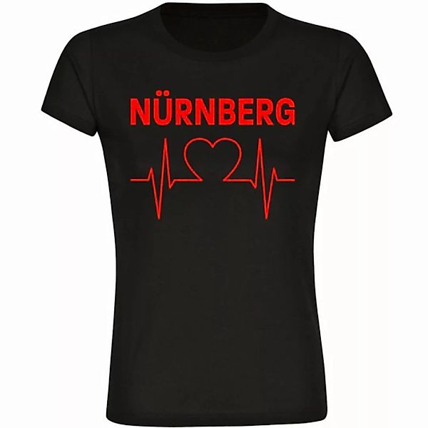 multifanshop T-Shirt Damen Nürnberg - Herzschlag - Frauen günstig online kaufen