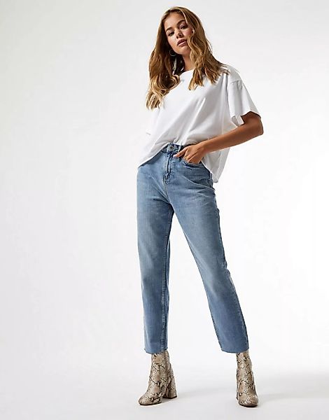 Miss Selfridge – Jeans mit hohem Bund und schmalem Bein in verwaschenem Mit günstig online kaufen