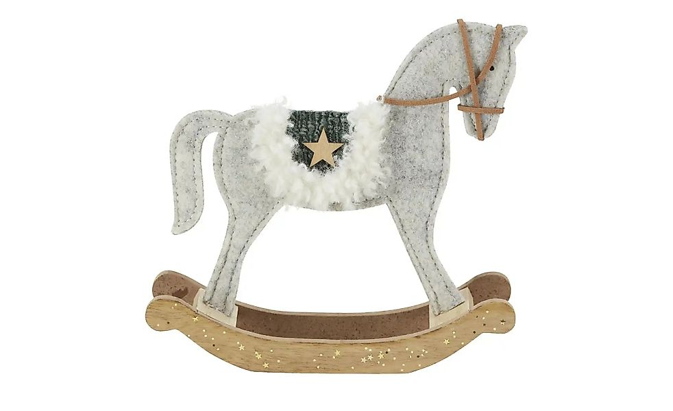 HOME STORY Deko Schaukelpferd   ¦ grau ¦ Polyester,MDF ¦ Maße (cm): B: 16 H günstig online kaufen