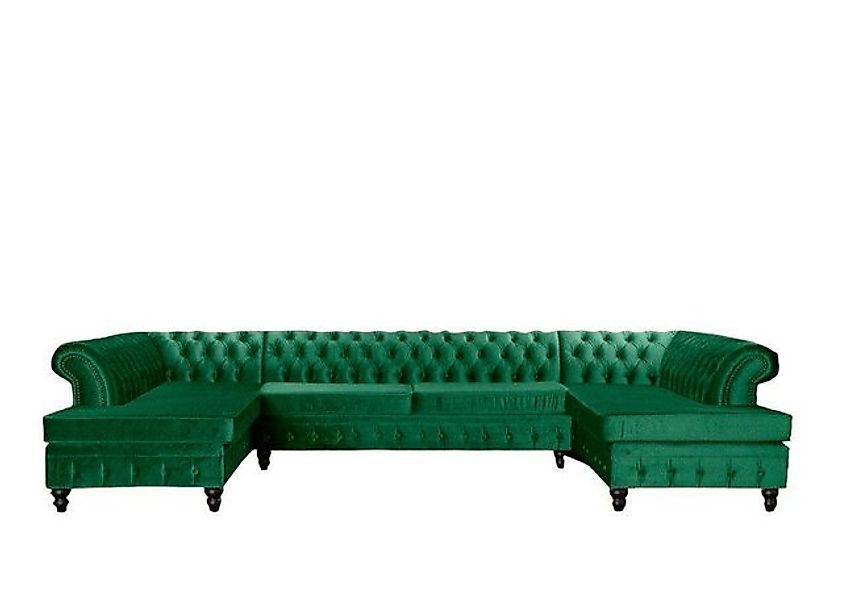 Xlmoebel Ecksofa Grün Chesterfield Dreisitzer Luxus Stilmöbel Neu Gewebe, H günstig online kaufen