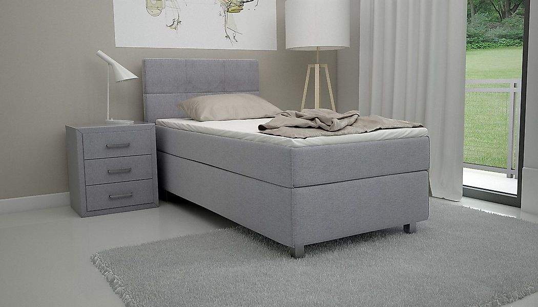 Möbelfreude Boxspringbett Boxspringbett Bea Hellgrau 90x200 cm H3, Hellgrau günstig online kaufen