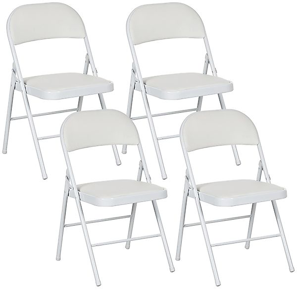 HOMCOM Klappstuhl Stahl Kunstleder 46L x 45B x 78H cm Weiß günstig online kaufen