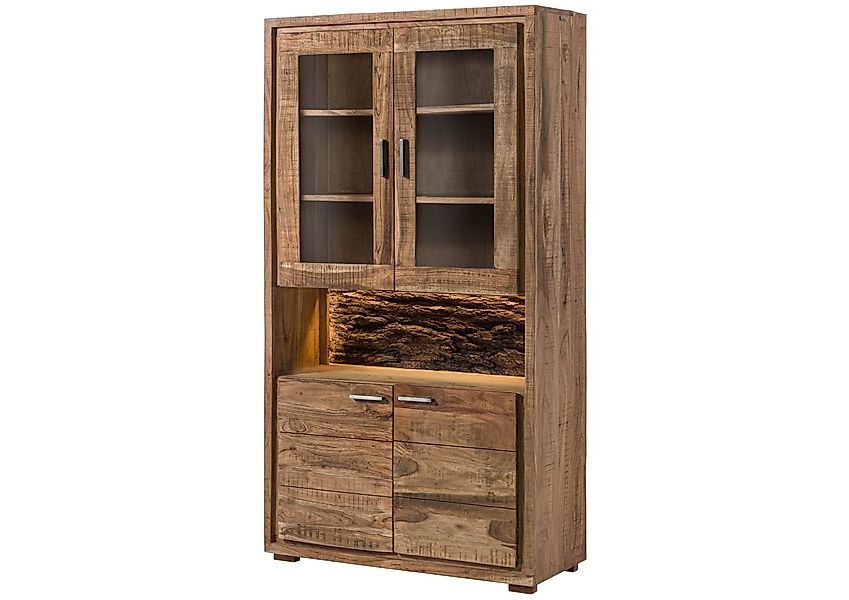 Massivmoebel24 Standvitrine (Vitrine Akazie 98x40x180 natur günstig online kaufen
