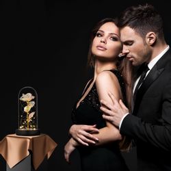 Kunstblume Ewige Rose im Glas, relaxdays, günstig online kaufen