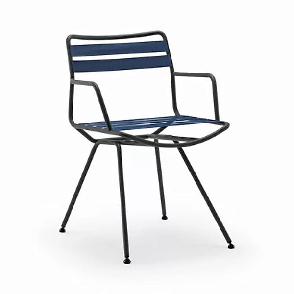Sessel Dan textil blau / Elastische Gurte - Zanotta - Blau günstig online kaufen