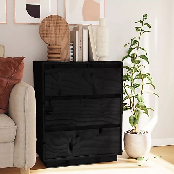 Vidaxl Sideboard Schwarz 60x34x75 Cm Massivholz Kiefer günstig online kaufen