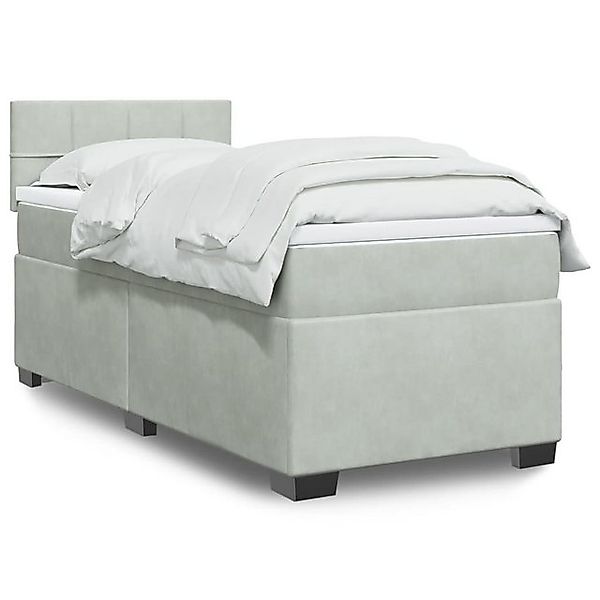 vidaXL Bettgestell Boxspringbett mit Matratze Hellgrau 90x200 cm Samt Bett günstig online kaufen