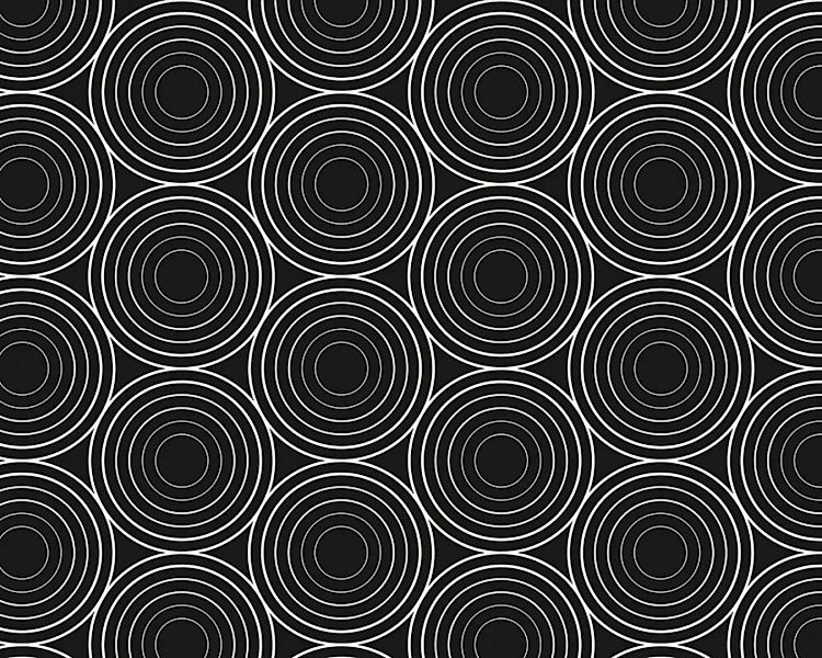 Fototapete "Kreise schwarz" 6,00x2,50 m / Glattvlies Perlmutt günstig online kaufen