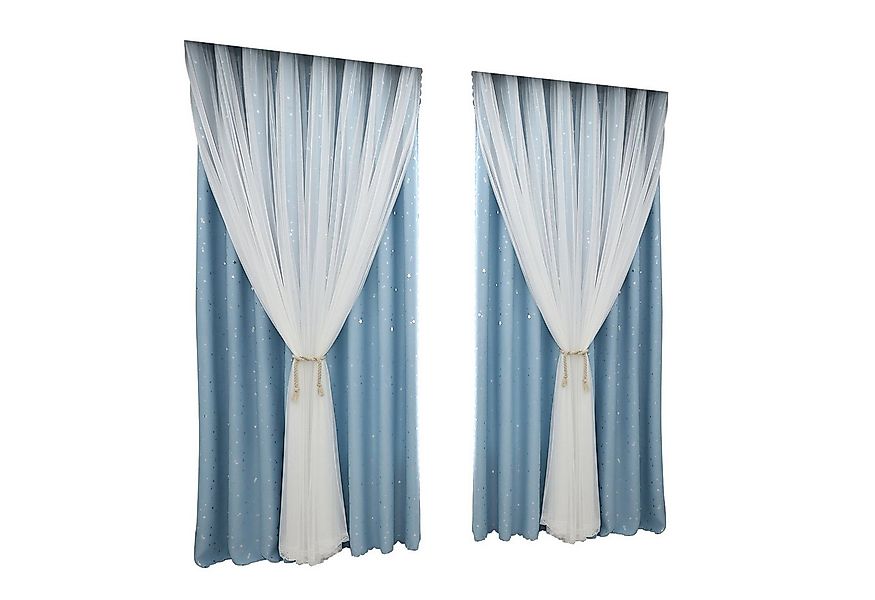 Rosnek Gardine Sterne Fenster Vorhang, Bogen Garn Tüll, Doppellagig,Hollow- günstig online kaufen