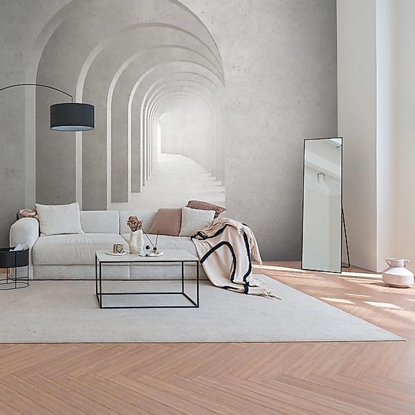 PROFHOME 399161-GU Fototapete Architektur Matt Grau Weiß 3,71 m x 2,8 m 0,5 günstig online kaufen