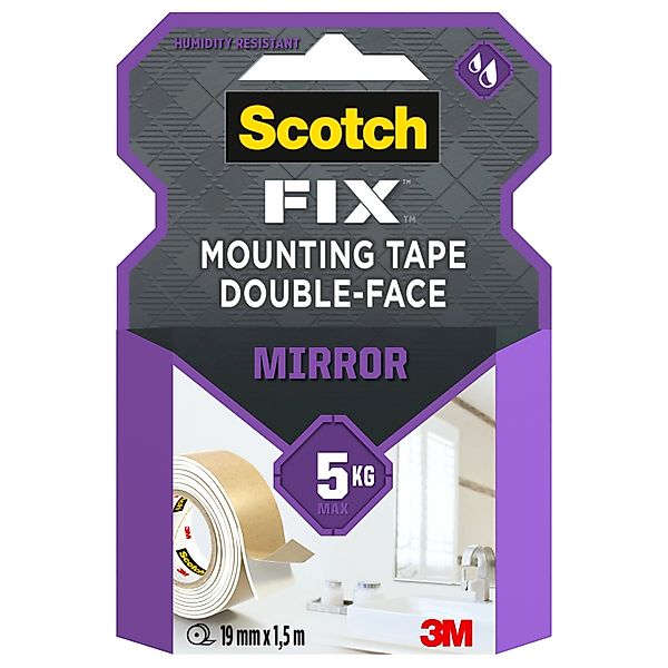 Scotch-Fix Spiegelmontageband 4496W-1915-P 19 mm x 1,5 m Weiß günstig online kaufen