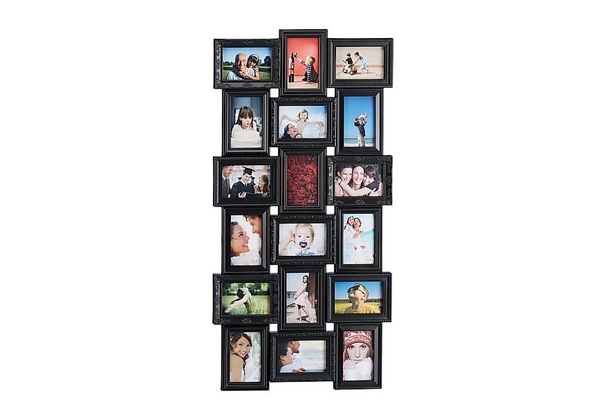 relaxdays Staffelbilderrahmen Bilderrahmen Collagen 18 Bilder, schwarz günstig online kaufen