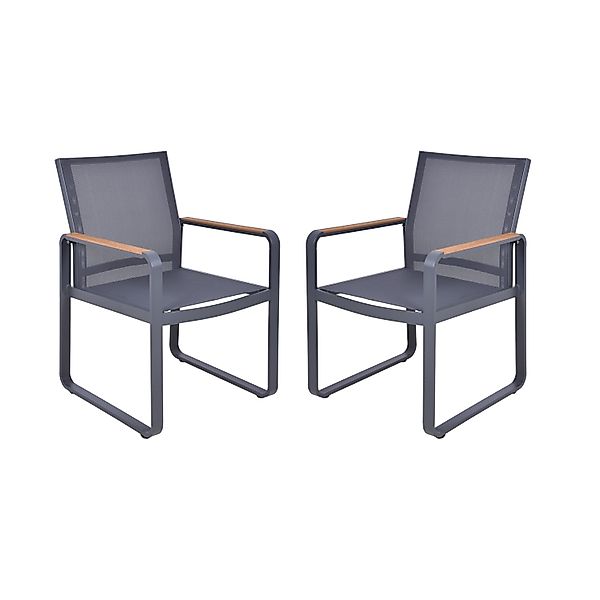 Garden Pleasure Gartensessel Silea Aluminium Braun-Schwarz 2er Set günstig online kaufen