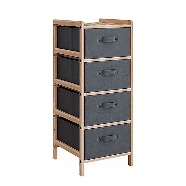 Vicco Kommode Bruno Grau 35 x 86 cm mit 4 Stoffschubladen günstig online kaufen