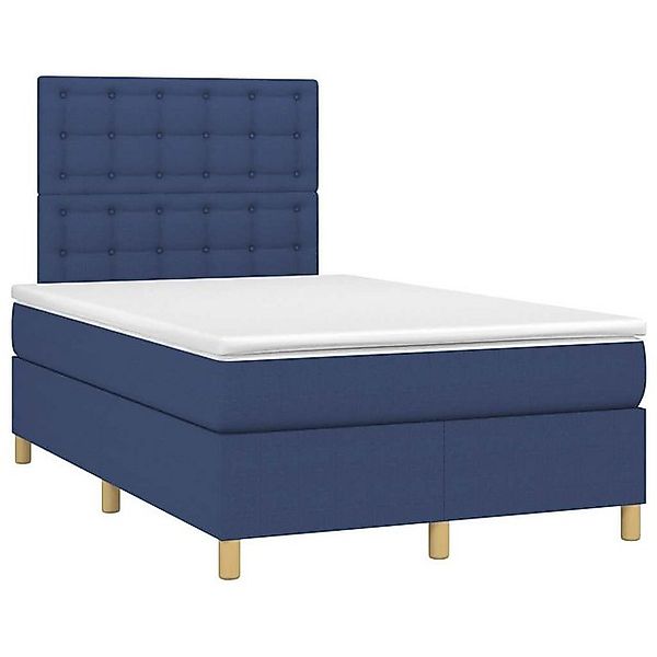 vidaXL Bett Boxspringbett mit Matratze Blau 120x190 cm Stoff günstig online kaufen