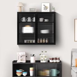 OKWISH Hängeschrank mit Glastüren, dreistufiger Stauraum günstig online kaufen