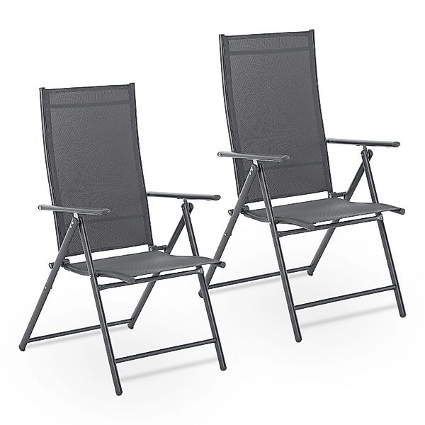 Juskys Gartenstuhl Campingstuhl Calena 2er Set Klappbar Verstellbar Anthraz günstig online kaufen