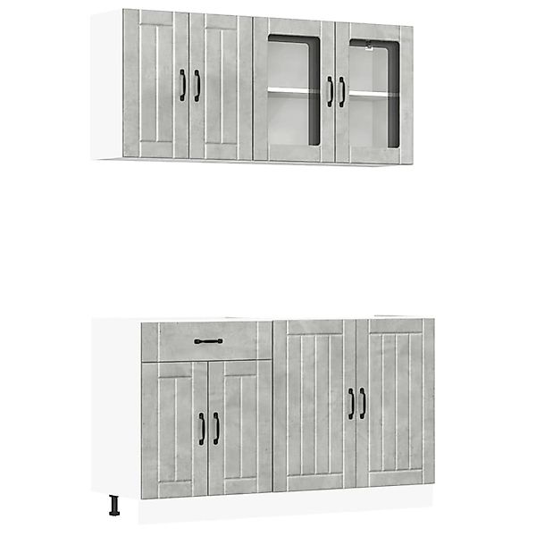 vidaXL 4-Tlg Küchenschrank-Set Lucca Betongrau Holzwerkstoff 3314865 günstig online kaufen