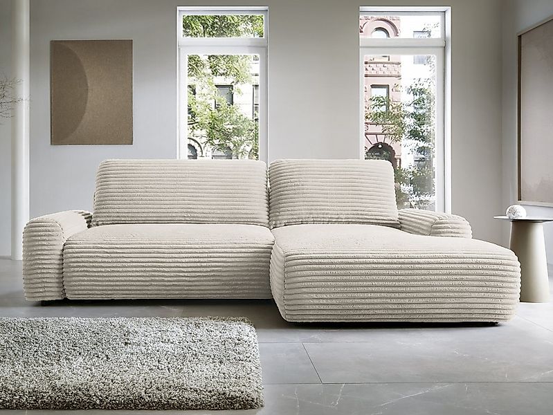 Goldstoff Ecksofa vielfältige Schlafcouch mit ergonomisch geformte Rückenki günstig online kaufen