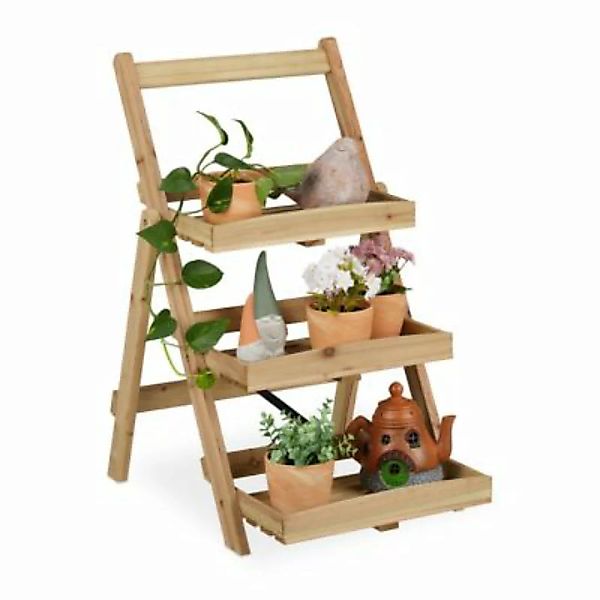 relaxdays Holz Blumenregal 3 Ebenen natur günstig online kaufen