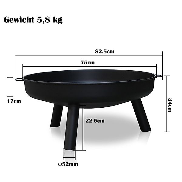 Clanmacy Feuerschale Abnehmbare BBQ 80 cm günstig online kaufen