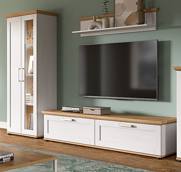 Inn.Furn Wohnwand Mirano, (in weiß Lärche Landhaus und Eiche Artisan, Set 3 günstig online kaufen
