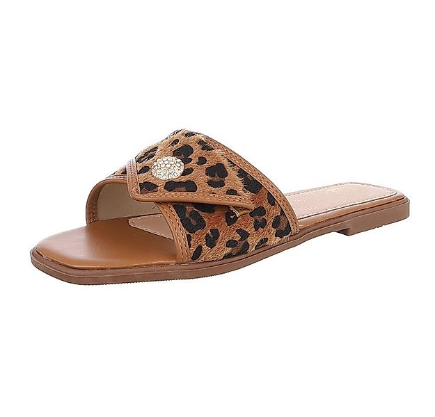 Ital-Design Elegante Damen Slipper mit Chevron-Muster für den Sommer Pantol günstig online kaufen