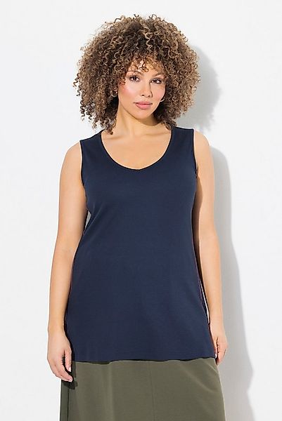 Ulla Popken T-Shirt Top Rippjersey Slim V-Ausschnitt ärmellos günstig online kaufen