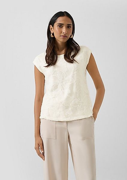 s.Oliver Kurzarmshirt T-Shirt Ärmelloses Blusenshirt mit floralem Mesh-Laye günstig online kaufen