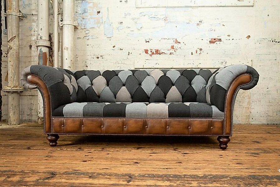 Xlmoebel 3-Sitzer Chesterfield Stoffsofa 3-Sitzer Polstersofa Luxus-Design, günstig online kaufen