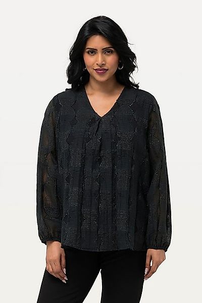 Ulla Popken Druckbluse Bluse doppellagig V-Ausschnitt günstig online kaufen