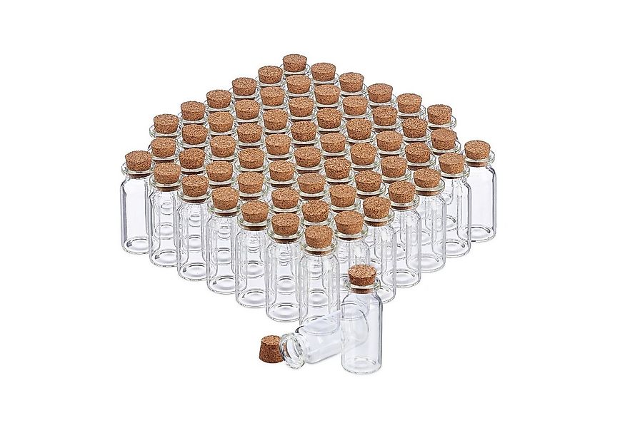 relaxdays Gewürzbehälter 240 x Mini Glasfläschchen mit Korken, Glas günstig online kaufen
