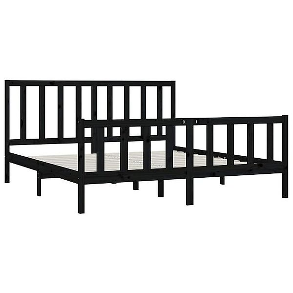 vidaXL Bettgestell Massivholzbett Schwarz 200x200 cm Bett Bettgestell Doppe günstig online kaufen