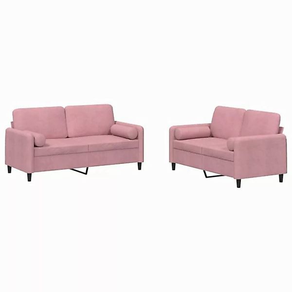 vidaXL Sofa 2-tlg. Sofagarnitur mit Kissen Rosa Samt günstig online kaufen