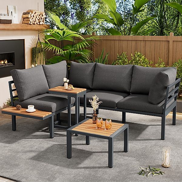 Flieks Gartenlounge-Set, 5-Sitzer Gartenmöbel Sofa &Beistelltisch günstig online kaufen