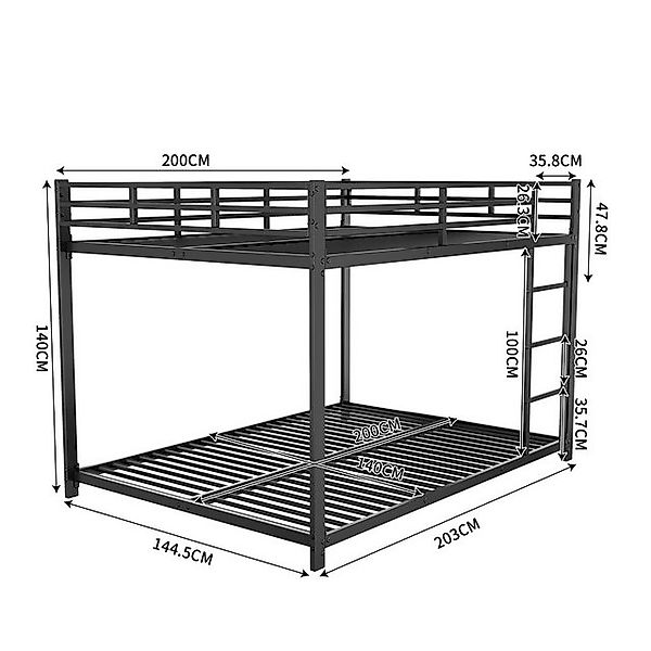 Flieks Etagenbett, Kinderbett Metallbett Doppelbett mit Lattenrost und Leit günstig online kaufen