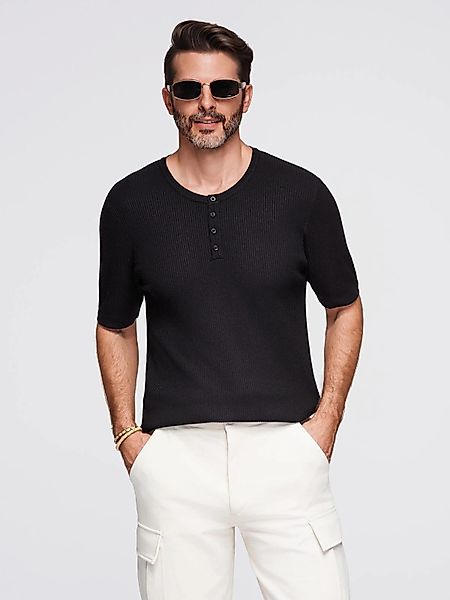 OMBRE T-Shirt Herren-Strick-T-Shirt mit Knöpfen am günstig online kaufen