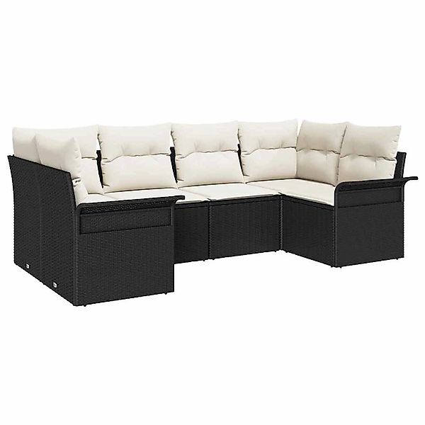 vidaXL Garten-Sofa-Set mit Kissen 6-Tlg Schwarz Poly Rattan 3345497 günstig online kaufen