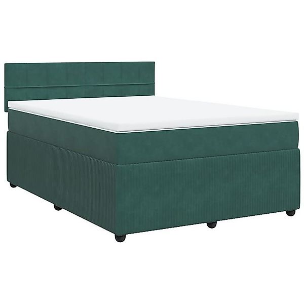 vidaXL Bett Boxspringbett mit Matratze Dunkelgrün 160x200 cm Samt günstig online kaufen