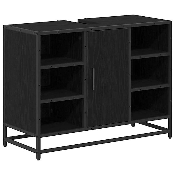 vidaXL Badezimmerschrank mit Tür Schwarz Eichen-Optik 80 x 33 x 60 cm 88363 günstig online kaufen