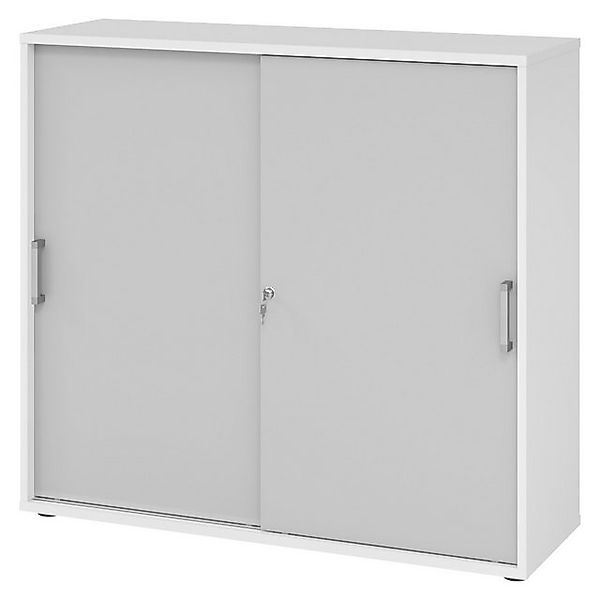 bümö Aktenschrank office Schiebetürenschrank Dekor: Weiß/Grau - Griffe: Chr günstig online kaufen