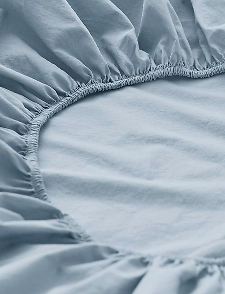 hessnatur Perkal Spannbettlaken aus Bio-Baumwolle - blau - Größe 180x200 cm günstig online kaufen
