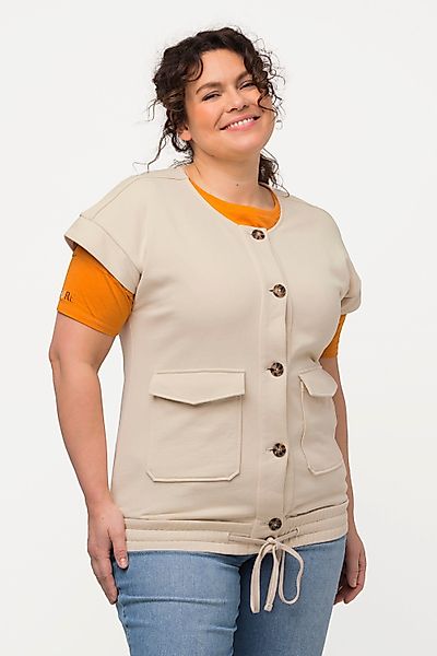Ulla Popken Sweatjacke Sweatweste Utility-Stil Rundhals günstig online kaufen