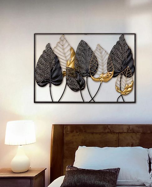 Casablanca by Gilde Wanddekoobjekt "Wandrelief Blätter mit Rahmen Santos" günstig online kaufen