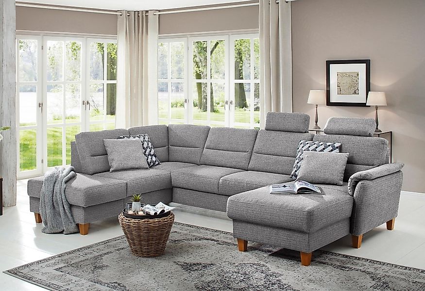 Home affaire Wohnlandschaft "Palmera U-Form, B: 308 cm" optional Bettfunkti günstig online kaufen