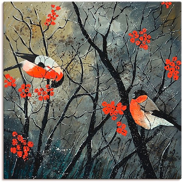 Artland Leinwandbild "rote Vögel im Winter" Vögel 1 Stk. tlg. als Alubild, günstig online kaufen