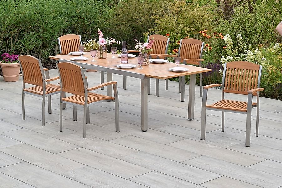 MERXX Garten-Essgruppe ""Keros"", (Set, 7 tlg., Geöltes Akazienholz, Edelst günstig online kaufen